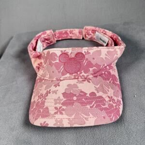 Disney Mickey Mouse Hat Golf Sun Visor‎ Pink Floral Embroidered Disneyland Adult